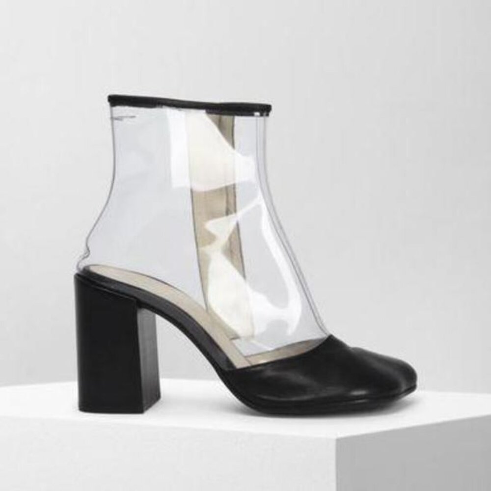 MM6 Transparent PVC Black Ankle Boots
